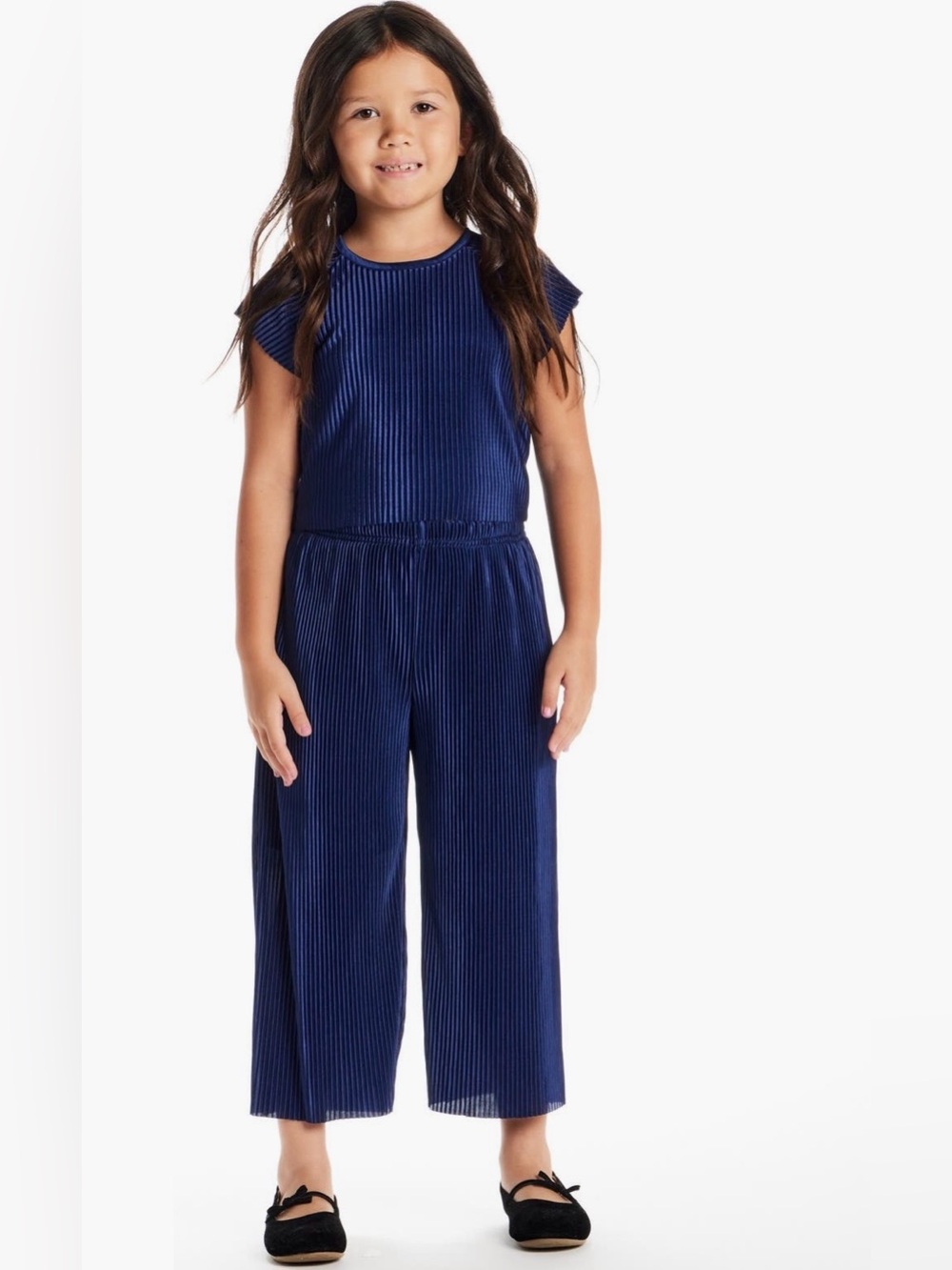 Andy & Evan Kids’ Plissé 2-Piece Navy Set - 2T